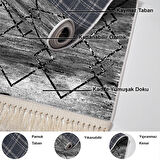 Dekoreko Kaymaz Taban Djt Salon Halısı Star Pamuk Saçaklı Modern M5006