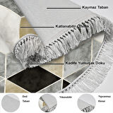 Dekoreko Kaymaz Taban Djt Mutfak Halısı Trend Saçaklı Yuvarlak İskandinav 2146M