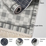 Dekoreko Kaymaz Taban Djt Banyo Halısı Star Pamuk Saçaklı Modern 1913