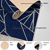 Dekoreko Kaymaz Taban Djt Salon Halısı Yıldız Deri Saçaklı Modern 717