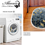 Dekoreko Kaymaz Taban Djt Mutfak Halısı Star Pamuk Saçaklı Oval İskandinav 2146M