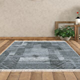 Dekoreko Kaymaz Taban Djt Salon Halısı Yıldız Deri Saçaklı İskandinav F5132