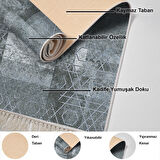 Dekoreko Kaymaz Taban Djt Salon Halısı Yıldız Deri Saçaklı İskandinav F5132