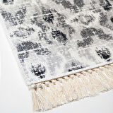 Dekoreko Kaymaz Taban Djt Salon Halısı Yıldız Deri Saçaklı İskandinav F5136