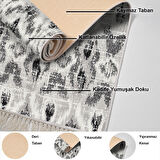 Dekoreko Kaymaz Taban Djt Salon Halısı Yıldız Deri Saçaklı İskandinav F5136