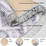 Dekoreko Kaymaz Taban Djt Mutfak Halısı Yıldız Deri Saçaklı Oval İskandinav F5124