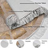 Dekoreko Kaymaz Taban Djt Mutfak Halısı Trend Saçaklı Yuvarlak Modern 691M