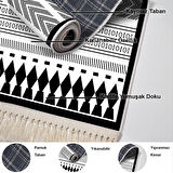 Dekoreko Kaymaz Taban Djt Mutfak Halısı Star Pamuk Saçaklı İskandinav M1273