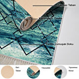 Dekoreko Kaymaz Taban Djt Mutfak Halısı Yıldız Deri Saçaklı Modern M5006