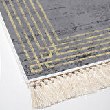 Dekoreko Kaymaz Taban Djt Mutfak Halısı Yıldız Deri Saçaklı Modern M5142