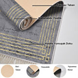 Dekoreko Kaymaz Taban Djt Mutfak Halısı Yıldız Deri Saçaklı Modern M5142