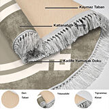 Dekoreko Kaymaz Taban Djt Salon Halısı Yıldız Deri Saçaklı Yuvarlak Modern 657M