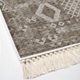 Dekoreko Kaymaz Taban Djt Salon Halısı Yıldız Deri Saçaklı İskandinav F5137