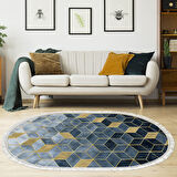 Dekoreko Kaymaz Taban Djt Salon Halısı Trend Saçaklı Oval İskandinav 2146M