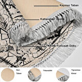 Dekoreko Kaymaz Taban Djt Salon Halısı Yıldız Deri Saçaklı Oval İskandinav M5141