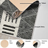 Dekoreko Kaymaz Taban Djt Mutfak Halısı Yıldız Deri Saçaklı İskandinav M1282