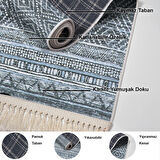 Dekoreko Kaymaz Taban Djt Salon Halısı Star Pamuk Saçaklı İskandinav F5087