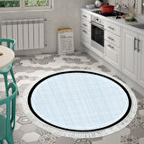 Alanur Home Kaymaz Taban Djt Banyo Mutfak Salon Halı  Trend Saçaklı Yuvarlak Dokuma Desen E5007