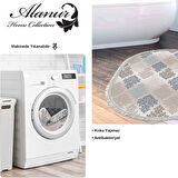 Dekoreko Kaymaz Taban Djt Banyo Halısı Star Pamuk Saçaklı Oval Modern 674M