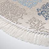 Dekoreko Kaymaz Taban Djt Banyo Halısı Star Pamuk Saçaklı Oval Modern 674M