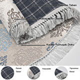 Dekoreko Kaymaz Taban Djt Banyo Halısı Star Pamuk Saçaklı Oval Modern 674M