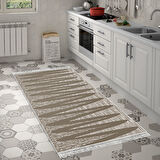 Dekoreko Kaymaz Taban Djt Mutfak Halısı Star Pamuk Saçaklı Modern M5045