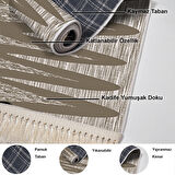 Dekoreko Kaymaz Taban Djt Mutfak Halısı Star Pamuk Saçaklı Modern M5045