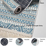 Dekoreko Kaymaz Taban Djt Mutfak Halısı Star Pamuk Saçaklı İskandinav F5082