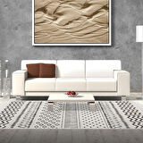 Dekoreko Kaymaz Taban Djt Salon Halısı Yıldız Deri Saçaklı İskandinav F5086