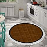 Alanur Home Kaymaz Taban Djt Banyo Mutfak Salon Halı  Trend Saçaklı Yuvarlak Dokuma Desen E5007