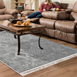 Dekoreko Kaymaz Taban Djt Salon Halısı Yıldız Deri Saçaklı İskandinav F5137