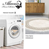 Dekoreko Kaymaz Taban Djt Salon Halısı Yıldız Deri Saçaklı Yuvarlak Modern 626M