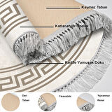 Dekoreko Kaymaz Taban Djt Salon Halısı Yıldız Deri Saçaklı Yuvarlak Modern 626M