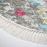 Dekoreko Kaymaz Taban Djt Salon Halısı Star Pamuk Saçaklı Oval Modern F5138