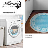 Dekoreko Kaymaz Taban Djt Mutfak Halısı Yıldız Deri Saçaklı Yuvarlak Modern 1460