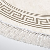 Dekoreko Kaymaz Taban Djt Salon Halısı Trend Saçaklı Yuvarlak Modern 626M