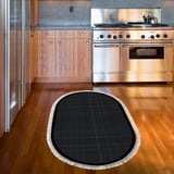 Alanur Home Kaymaz Taban Djt Banyo Mutfak Salon Halı  Trend Saçaklı Oval Dokuma Desen E5007
