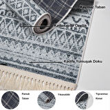 Dekoreko Kaymaz Taban Djt Mutfak Halısı Star Pamuk Saçaklı İskandinav F5078