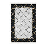 Dekoreko Kaymaz Taban Djt Salon Halısı Yıldız Deri Saçaklı Modern M5129