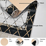 Dekoreko Kaymaz Taban Djt Salon Halısı Yıldız Deri Saçaklı Modern M5129