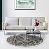 Dekoreko Kaymaz Taban Djt Salon Halısı Yıldız Deri Saçaklı Yuvarlak Modern 659M