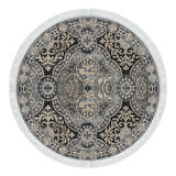 Dekoreko Kaymaz Taban Djt Salon Halısı Yıldız Deri Saçaklı Yuvarlak Modern 659M