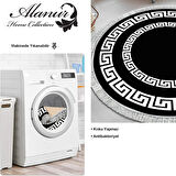 Dekoreko Kaymaz Taban Djt Mutfak Halısı Yıldız Deri Saçaklı Yuvarlak Modern 650M