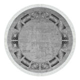 Dekoreko Kaymaz Taban Djt Mutfak Halısı Yıldız Deri Saçaklı Yuvarlak Modern 691M