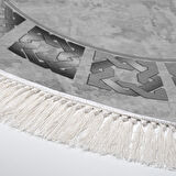 Dekoreko Kaymaz Taban Djt Mutfak Halısı Yıldız Deri Saçaklı Yuvarlak Modern 691M