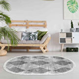 Dekoreko Kaymaz Taban Djt Salon Halısı Yıldız Deri Saçaklı Oval İskandinav F5131