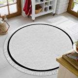 Alanur Home Kaymaz Taban Djt Banyo Mutfak Salon Halı  Trend Saçaklı Yuvarlak Dokuma Desen E5001