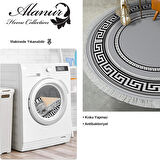 Dekoreko Kaymaz Taban Djt Salon Halısı Yıldız Deri Saçaklı Yuvarlak Modern 651M