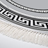 Dekoreko Kaymaz Taban Djt Salon Halısı Yıldız Deri Saçaklı Yuvarlak Modern 651M