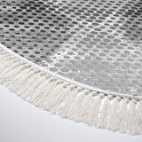 Dekoreko Kaymaz Taban Djt Banyo Halısı Star Pamuk Saçaklı Oval İskandinav F5131